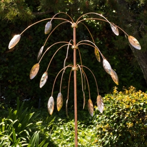 Stanwood Wind Sculptures - Triple spinner falling foliage (Copper, Bras)